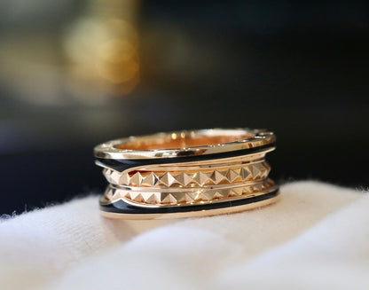 [⭐Marins]ZERO 1 PINK GOLD BLACK CERAMIC RING