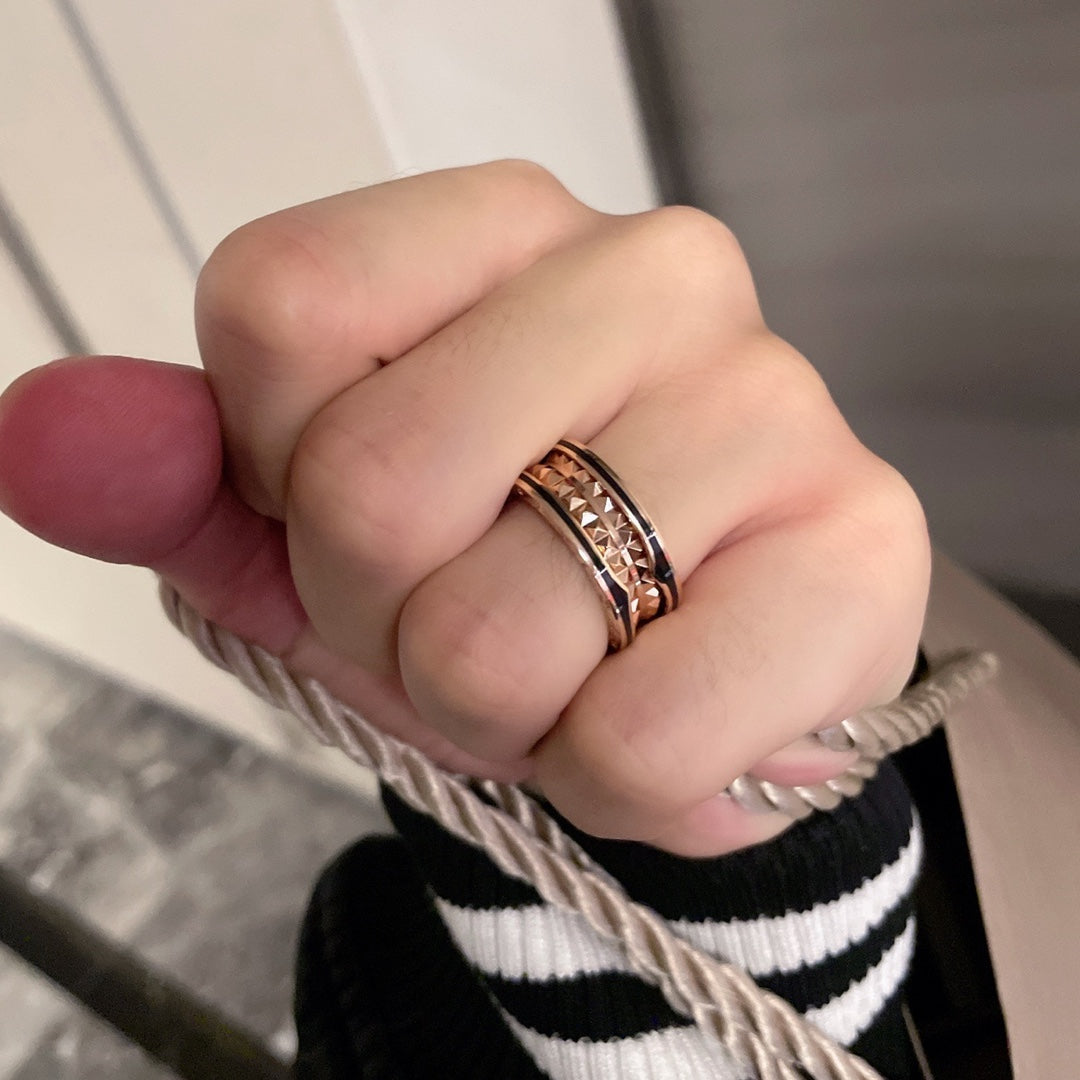 [⭐Marins]ZERO 1 PINK GOLD BLACK CERAMIC RING