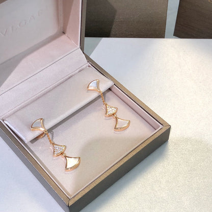 [⭐Marins]DREAM EARRINGS 3 MOTIFS DIAMOND MOP PINK GOLD