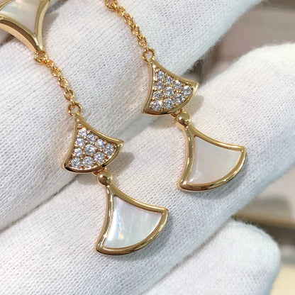 [⭐Marins]DREAM EARRINGS 3 MOTIFS DIAMOND MOP PINK GOLD