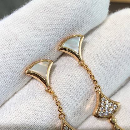 [⭐Marins]DREAM EARRINGS 3 MOTIFS DIAMOND MOP PINK GOLD