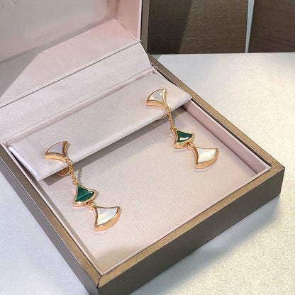 [⭐Marins]DREAM EARRINGS 3 MOTIFS MALACHITE MOP PINK GOLD