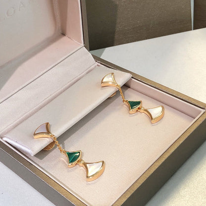 [⭐Marins]DREAM EARRINGS 3 MOTIFS MALACHITE MOP PINK GOLD
