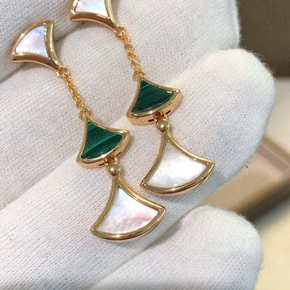 [⭐Marins]DREAM EARRINGS 3 MOTIFS MALACHITE MOP PINK GOLD