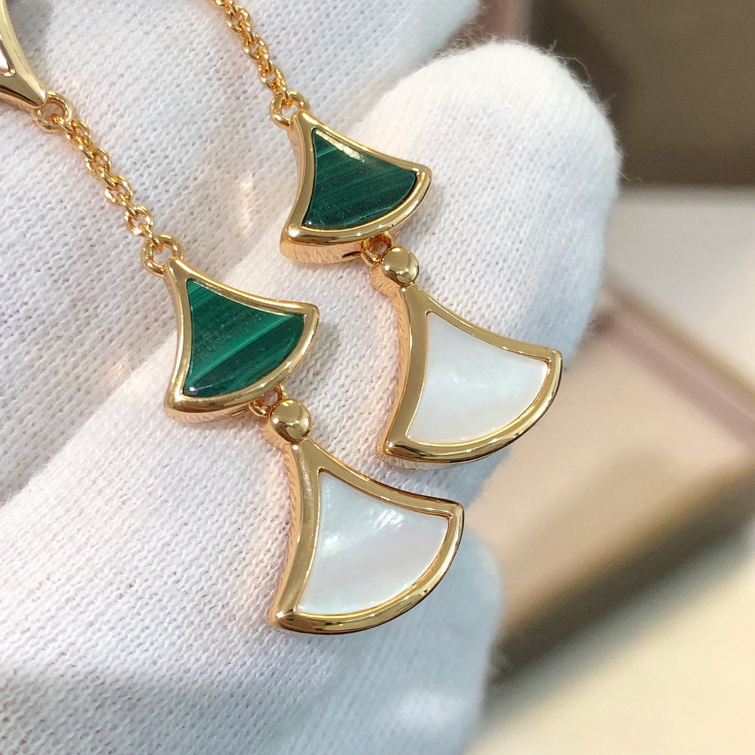 [⭐Marins]DREAM EARRINGS 3 MOTIFS MALACHITE MOP PINK GOLD