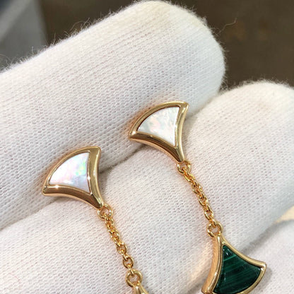 [⭐Marins]DREAM EARRINGS 3 MOTIFS MALACHITE MOP PINK GOLD
