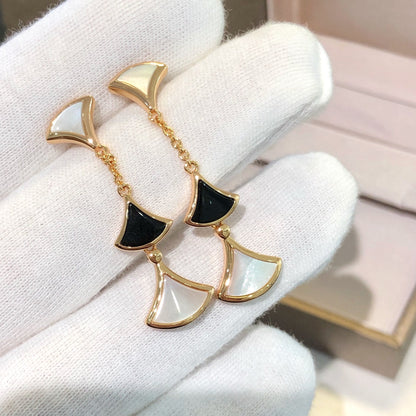 [⭐Marins]DREAM EARRINGS 3 MOTIFS ONYX MOP PINK GOLD