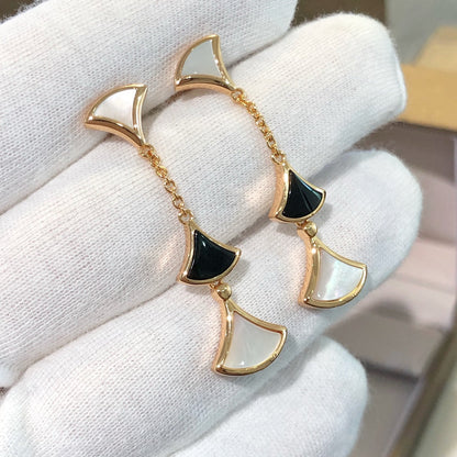 [⭐Marins]DREAM EARRINGS 3 MOTIFS ONYX MOP PINK GOLD