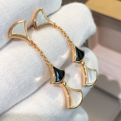 [⭐Marins]DREAM EARRINGS 3 MOTIFS ONYX MOP PINK GOLD