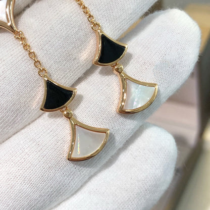 [⭐Marins]DREAM EARRINGS 3 MOTIFS ONYX MOP PINK GOLD