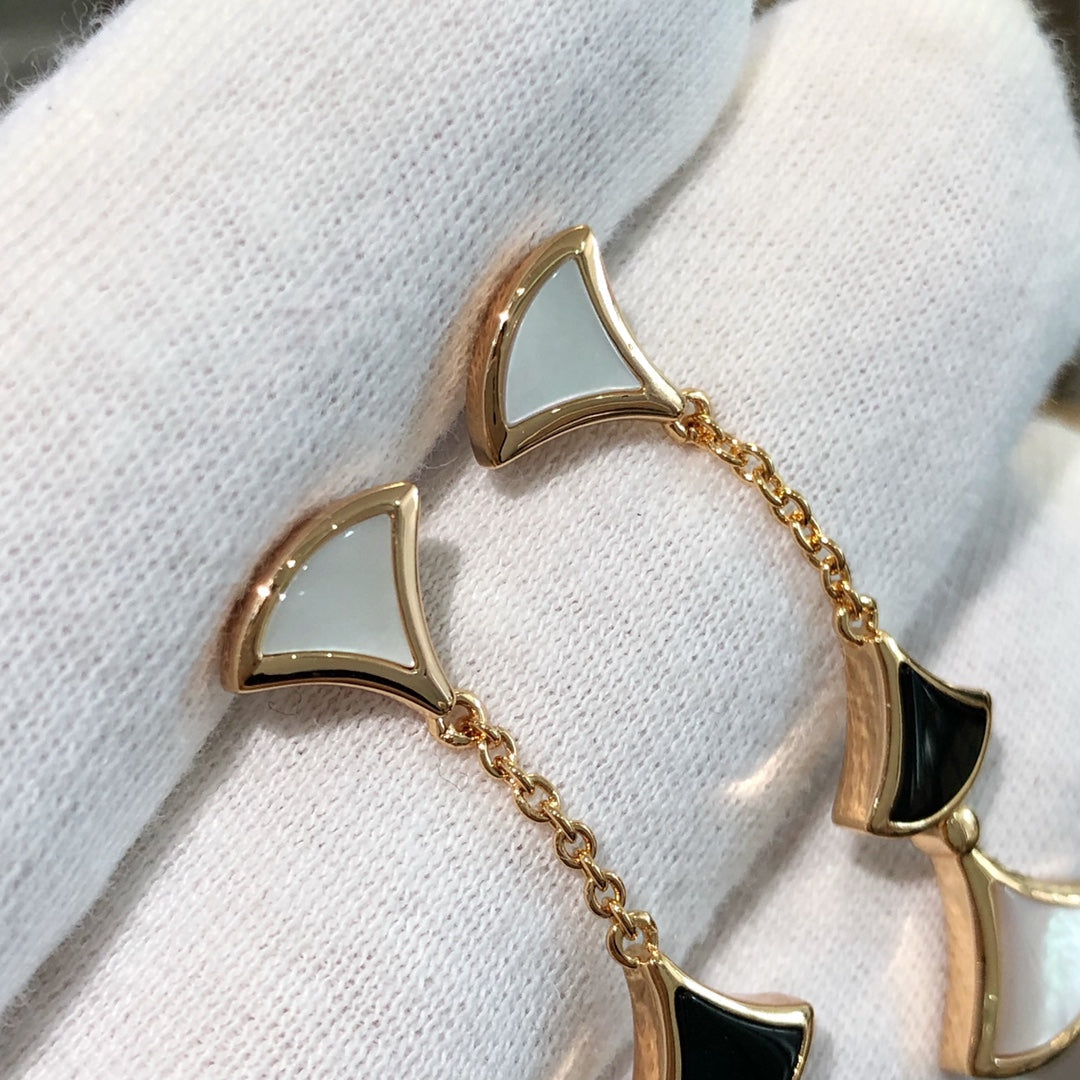 [⭐Marins]DREAM EARRINGS 3 MOTIFS ONYX MOP PINK GOLD