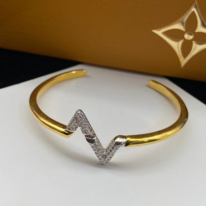 [Marin-Jewelry]VOLTE UPSITE DOWN DIAMOND GOLD OPEN BRACELET