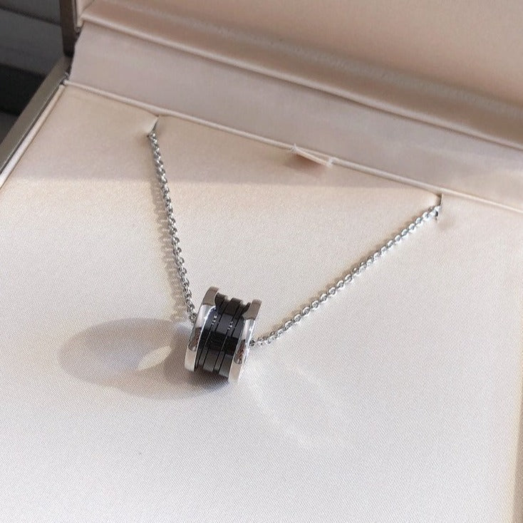 [⭐Marins]ZERO 1 BLACK CERAMIC SILVER NECKLACE