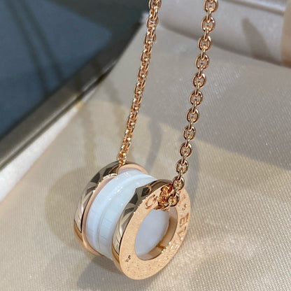 [⭐Marins]ZERO 1 WHITE CERAMIC PINK GOLD NECKLACE