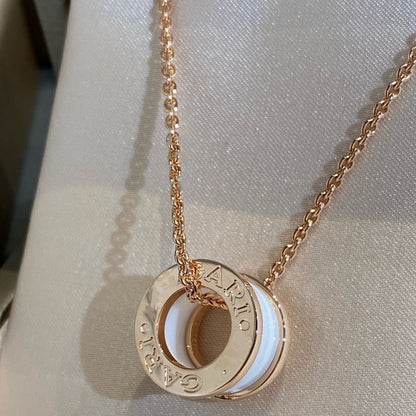 [⭐Marins]ZERO 1 WHITE CERAMIC PINK GOLD NECKLACE