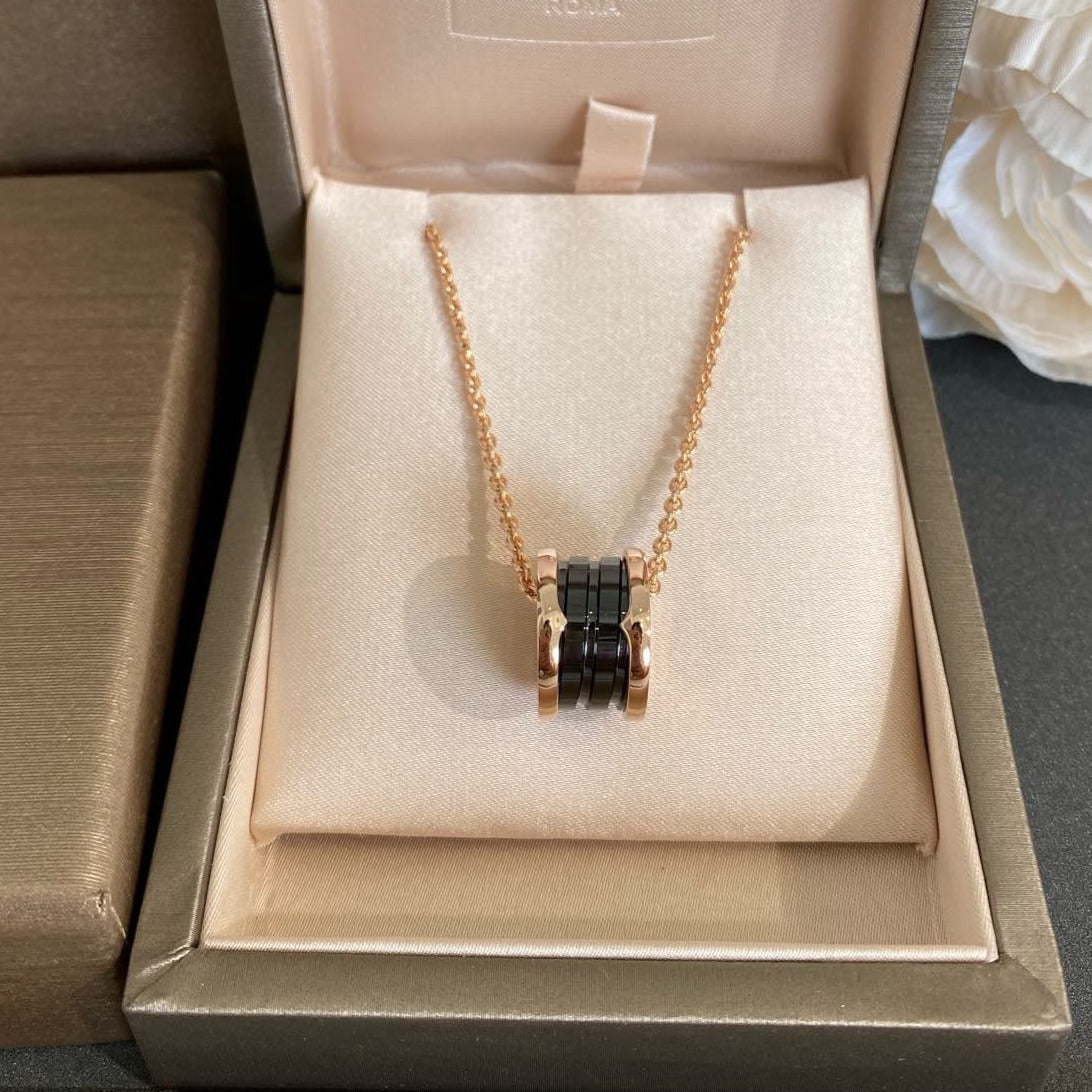 [⭐Marins]ZERO 1 BLACK CERAMIC PINK GOLD NECKLACE