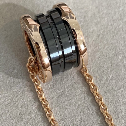 [⭐Marins]ZERO 1 BLACK CERAMIC PINK GOLD NECKLACE