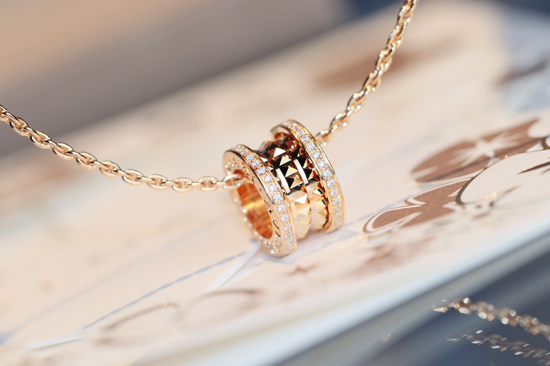[⭐Marins]ZERO 1 ROCK PEDANT PINK GOLD NECKLACE