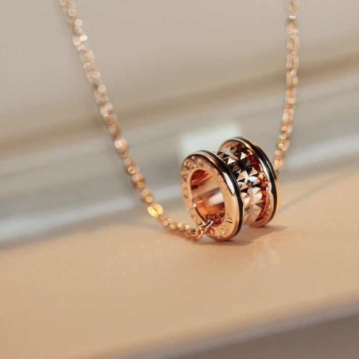 [⭐Marins]ZERO 1 ROCK PEDANT PINK GOLD BLACK NECKLACE