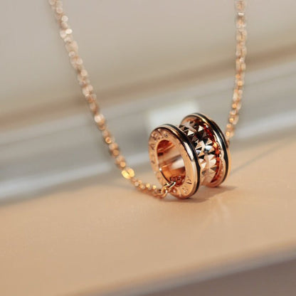 [⭐Marins]ZERO 1 ROCK PEDANT PINK GOLD BLACK NECKLACE