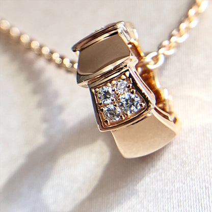 [⭐Marins]SERPENTI PEDANT DIAMOND PINK GOLD NECKLACE