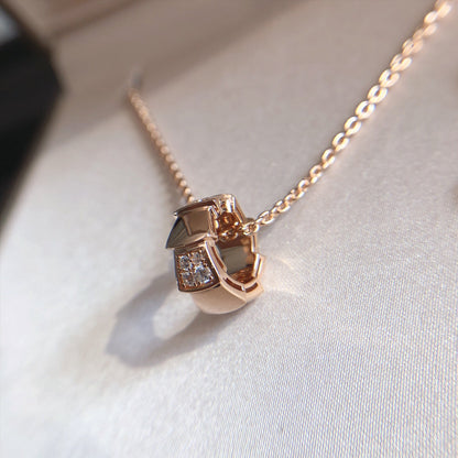 [⭐Marins]SERPENTI PEDANT DIAMOND PINK GOLD NECKLACE