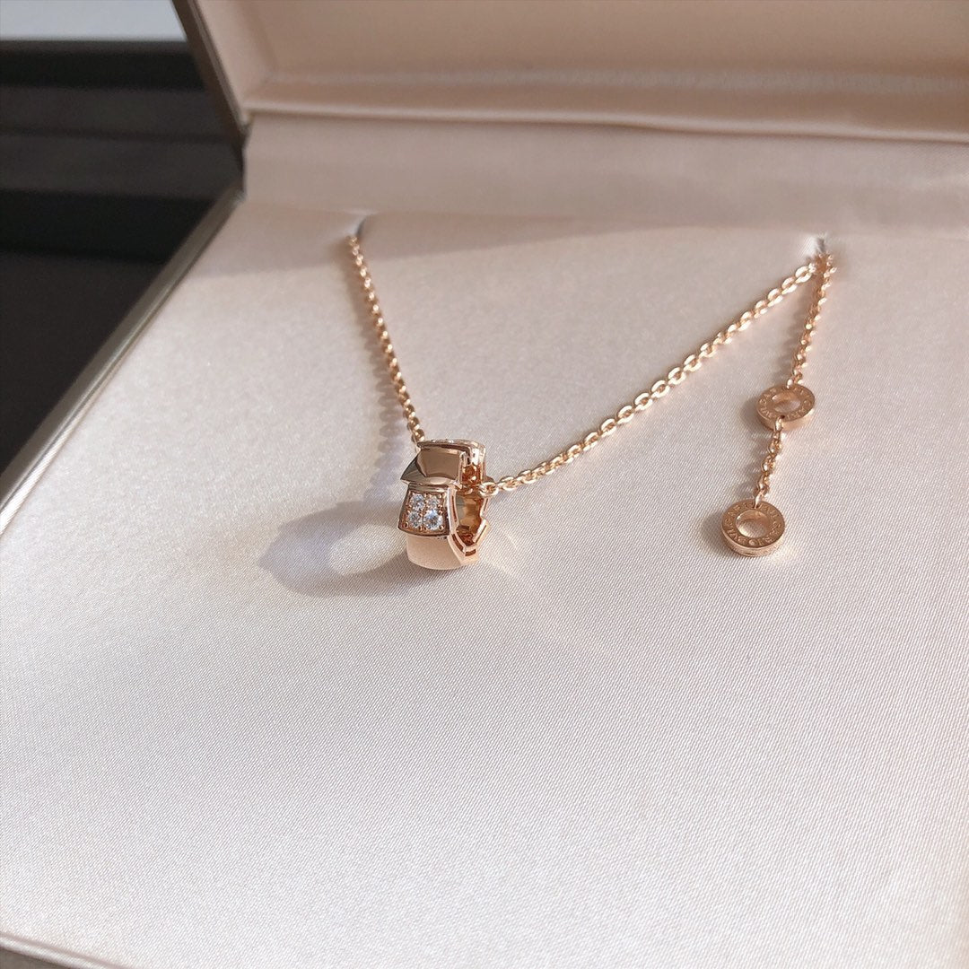 [⭐Marins]SERPENTI PEDANT DIAMOND PINK GOLD NECKLACE