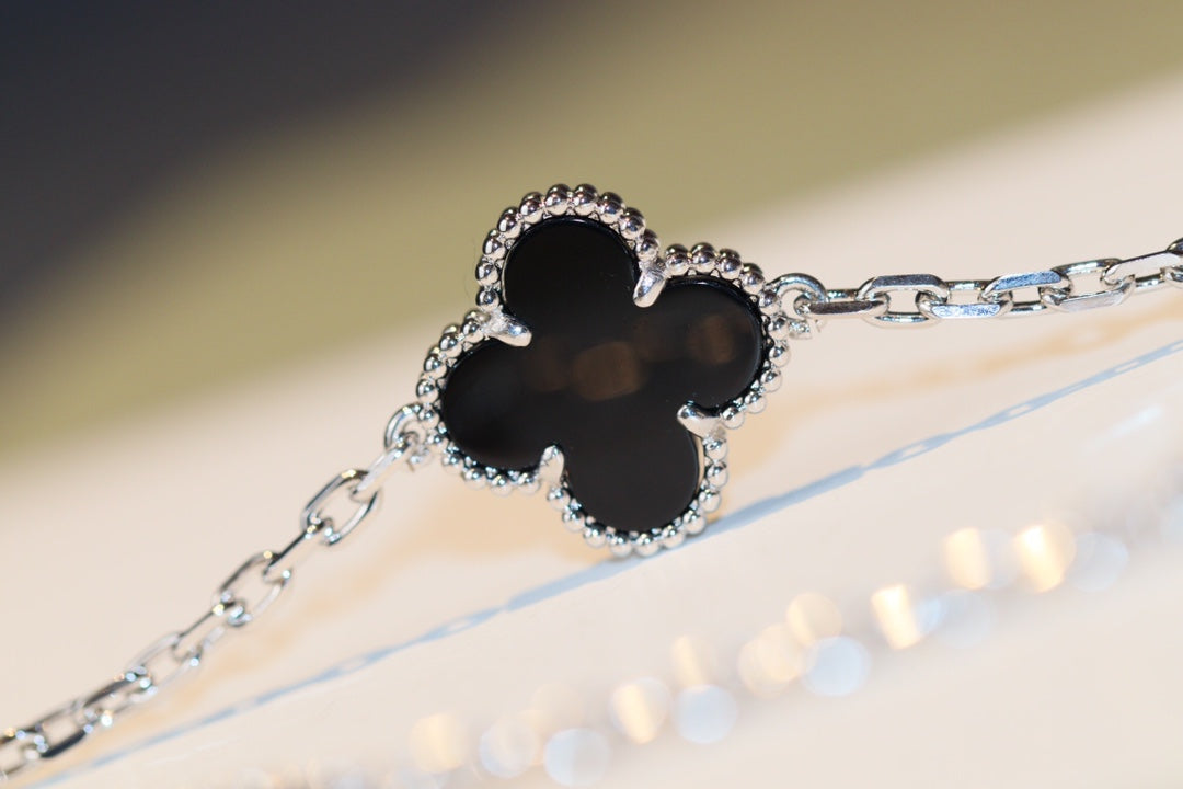 [Marin-Jewelry]TRÈFLE 20 MOTIFS ONYX DIAMANT ARGENT