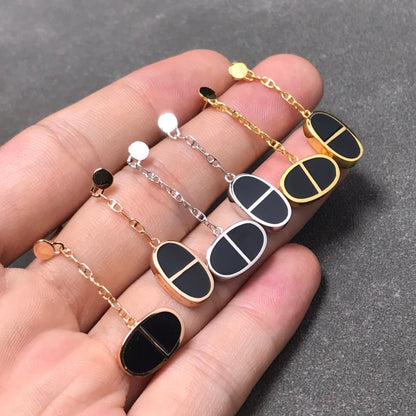 [Marin-Jewelry]CHAINE VERSO BLACK CERAMIC SILVER EARRINGS
