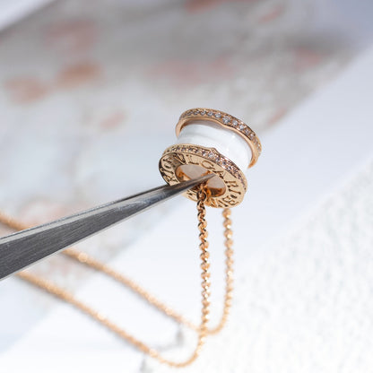[⭐Marins]ZERO 1 WHITE CERAMIC PINK GOLD DIAMOND NECKLACE