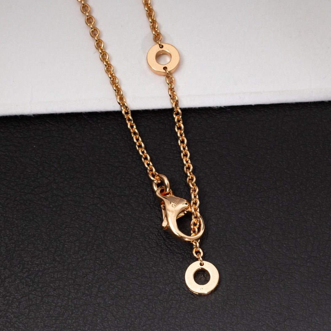 [⭐Marins]ZERO 1 WHITE CERAMIC PINK GOLD DIAMOND NECKLACE
