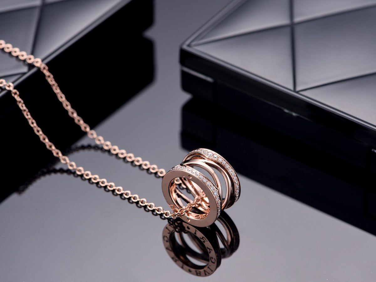 [⭐Marins]ZERO 1 PINK GOLD DIAMOND OPEN NECKLACE