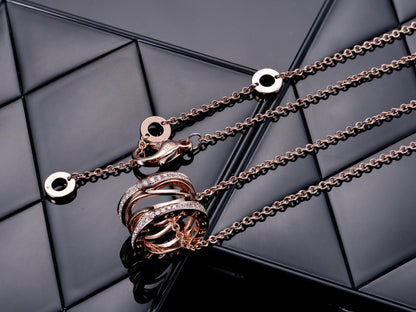 [⭐Marins]ZERO 1 PINK GOLD DIAMOND OPEN NECKLACE