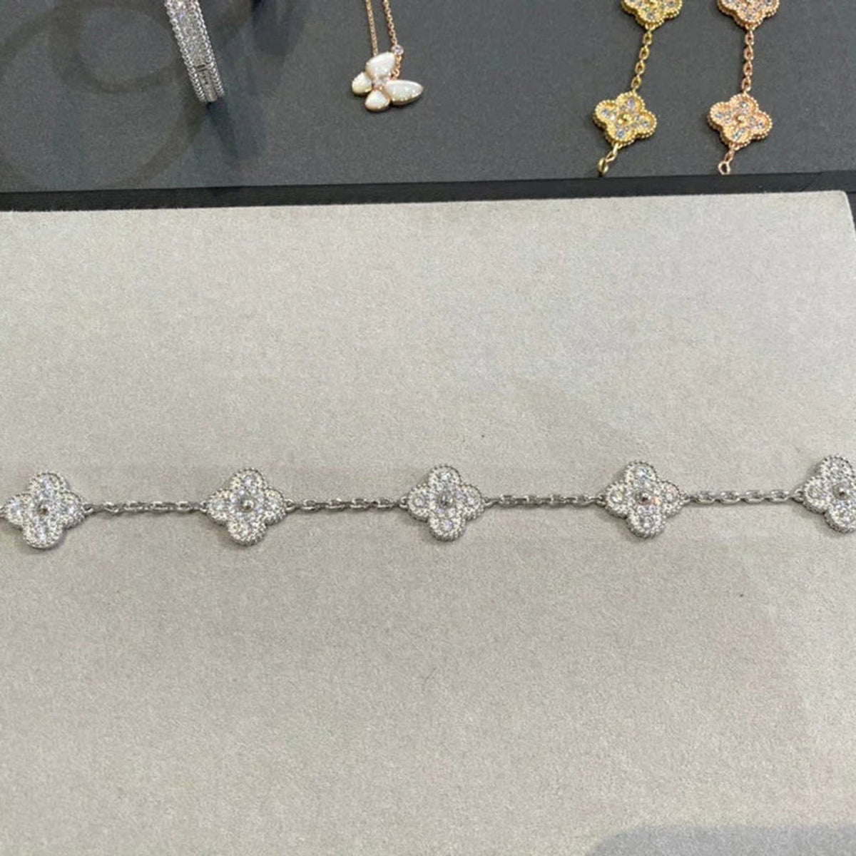 [Marin-Jewelry] CLOVER 5 MOTIF FULL DIAMOND BRACELET COLLECTION