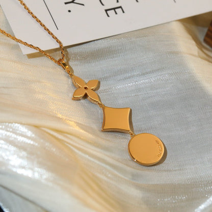 [Marin-Jewelry]STAR AND SUN DIAMOND PINK GOLD NECKLACE