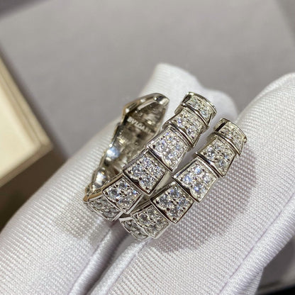 [⭐Marins]SERPENTI DOUBLE RING SILVER DIAMOND PAVED
