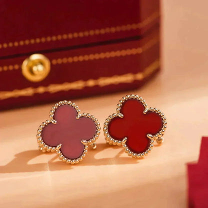 [Marin-Jewelry]CLOVER MEDIUM 1 MOTIFS CARNELIAN  EARRINGS