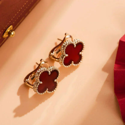 [Marin-Jewelry]CLOVER MEDIUM 1 MOTIFS CARNELIAN  EARRINGS