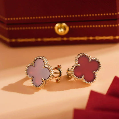 [Marin-Jewelry]CLOVER MEDIUM 1 MOTIFS CARNELIAN  EARRINGS