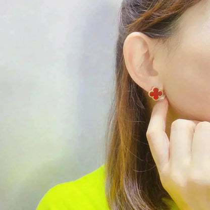 [Marin-Jewelry]CLOVER MEDIUM 1 MOTIFS CARNELIAN  EARRINGS
