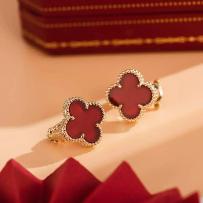 [Marin-Jewelry]CLOVER MEDIUM 1 MOTIFS CARNELIAN  EARRINGS