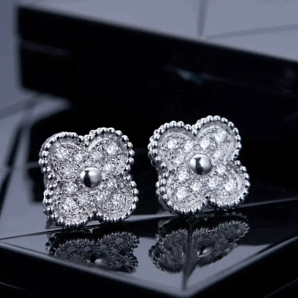 [Marin-Jewelry]CLOVER 1 MOTIFS DIAMOND STUD EARRINGS SILVER