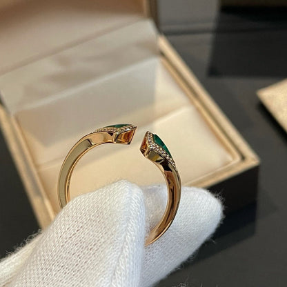 [⭐Marins]DREAM MALACHITE DIAMOND OPEN RING