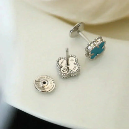 [Marin-Bijoux]CLOUS D'OREILLES TRÈFLE MINI ONYX 9.5MM ARGENT