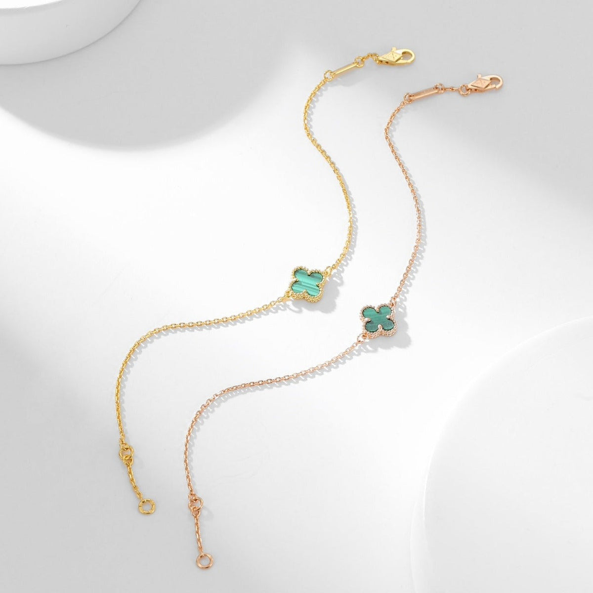 [Marin-Jewelry]BRACELET TRÈFLE MALACHITE 1 MOTIF