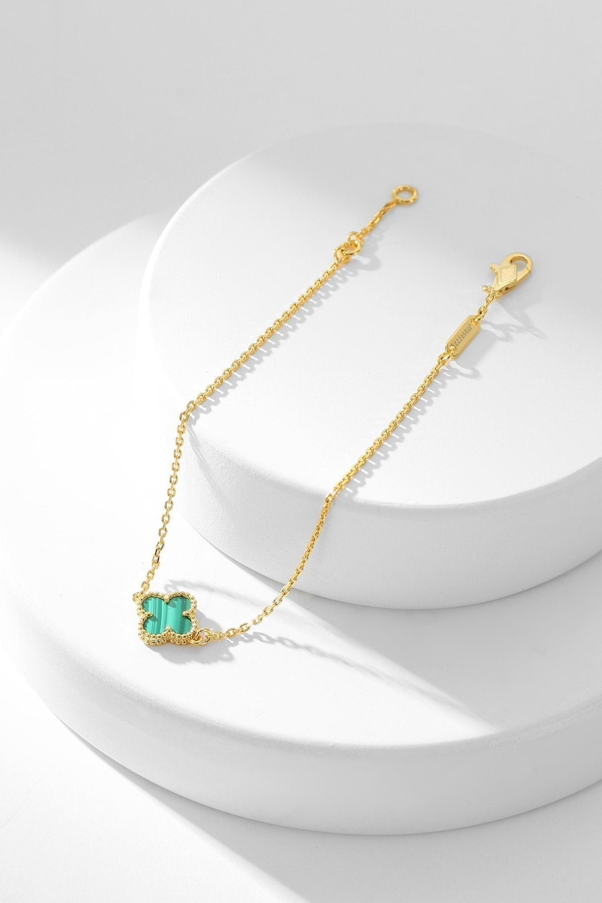 [Marin-Jewelry]BRACELET TRÈFLE MALACHITE 1 MOTIF