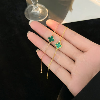 [Marin-Jewelry]BRACELET TRÈFLE MALACHITE 1 MOTIF