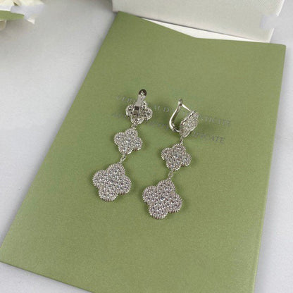 [Marin-Jewelry]CLOVER 3 MOTIF DIAMOND SILVER DROP EARRINGS
