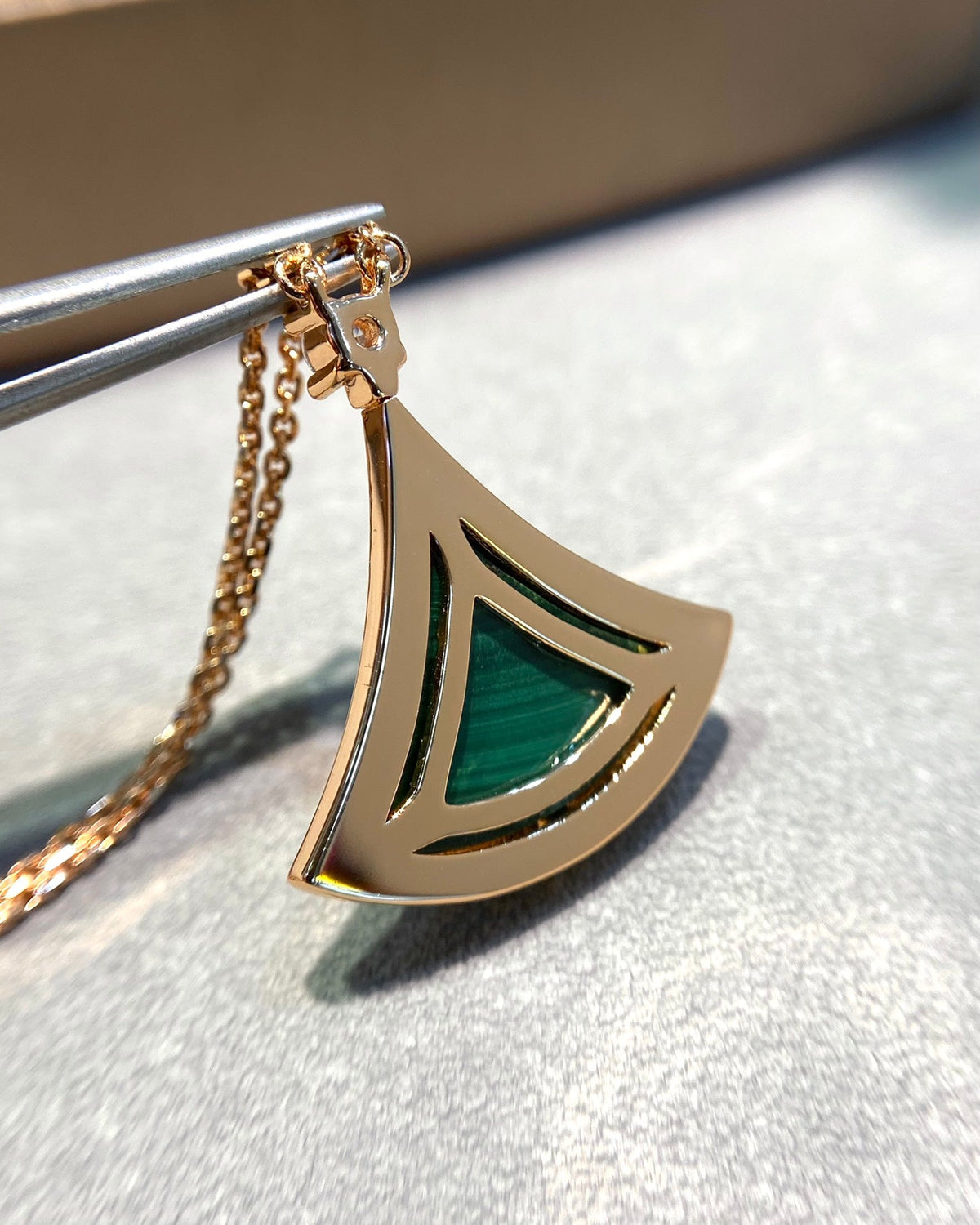 [⭐Marins]DREAM MALACHITE DIAMOND PAVED PINK GOLD NECKLACE