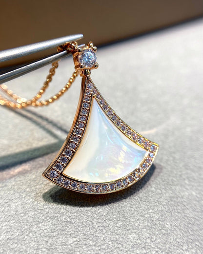 [⭐Marins]DREAM MOP DIAMOND PAVED PINK GOLD NECKLACE